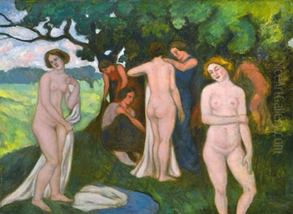 After Bathing Oil Painting by Bela Kadar