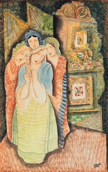 Lanyok - Girls Oil Painting by Bela Kadar