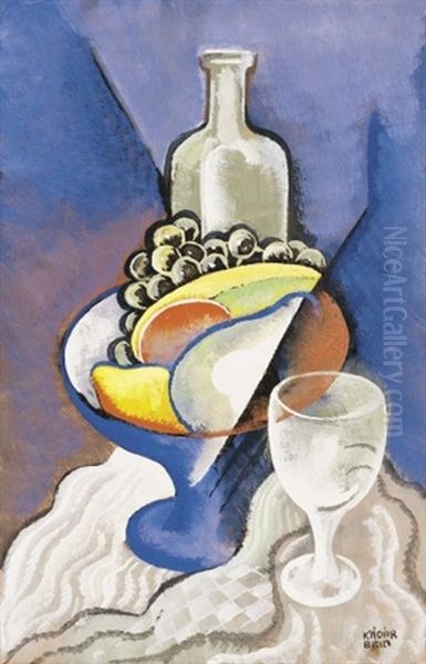 Csendelet Szolovel (still-life With Grapes) Oil Painting by Bela Kadar