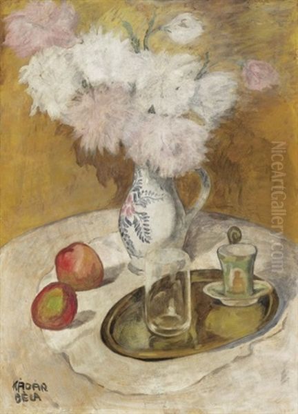 Csendelet Almakkal (still-life With Apples) Oil Painting by Bela Kadar