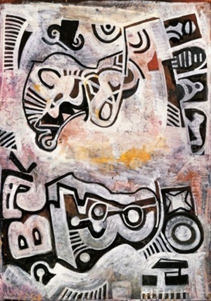 Absztrakt Kompozicio (abstracted Composition) Oil Painting by Bela Kadar