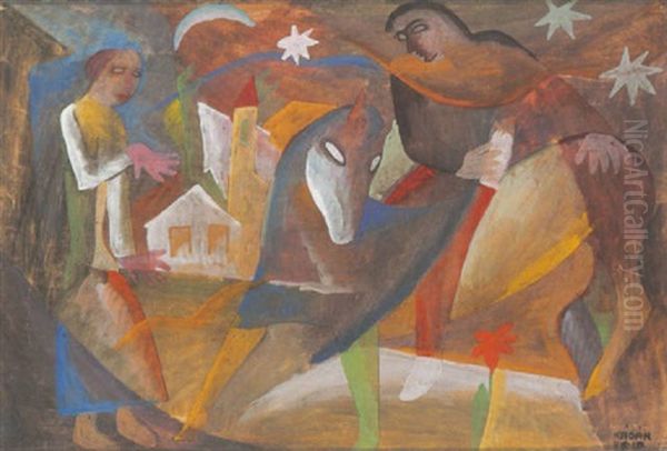 Talalkozas (meeting) Oil Painting by Bela Kadar