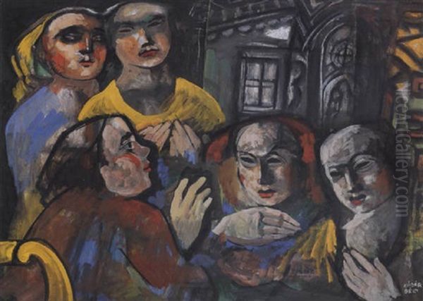 Tarsasag (company) Oil Painting by Bela Kadar