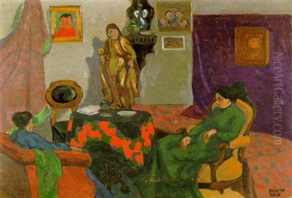 Interieur Mit Zwei Frauen Oil Painting by Bela Kadar