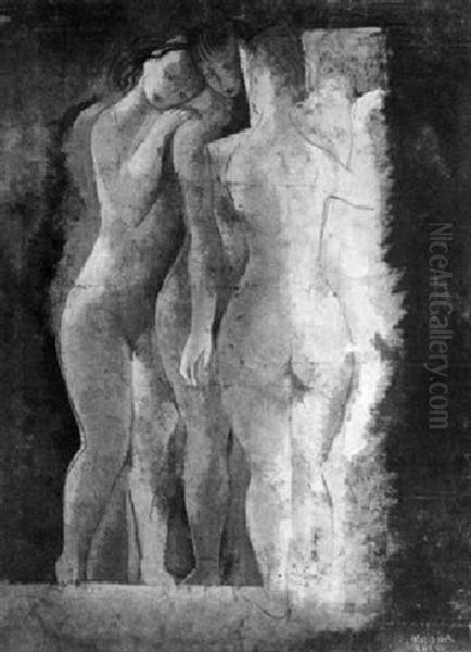 Drei Grazien Oil Painting by Bela Kadar