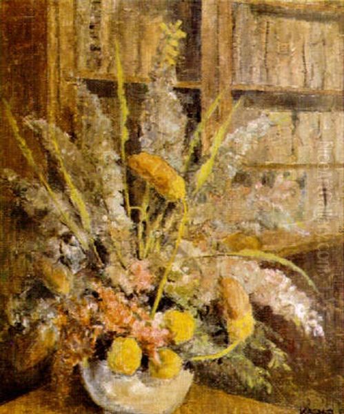 Vase Of Flowers Oil Painting by Bela Kadar