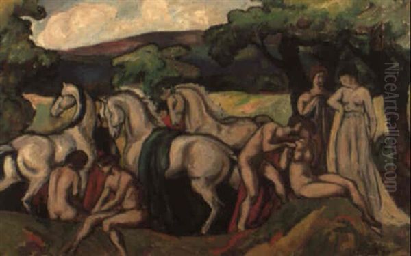 Arkadische Szene Oil Painting by Bela Kadar