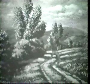 Sommerliche Landschaft                                      (ol Auf Rupfen)