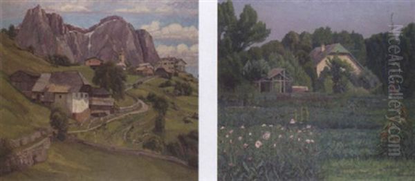 Alpine Village, South Tyrol Oil Painting by Max Kahrer