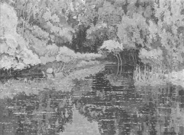 Donau Oil Painting by Max Kahrer
