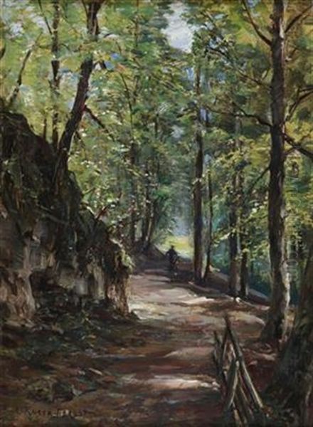 Am Waldweg Oil Painting by Carl Kaiser-Herbst