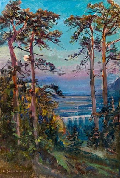 Aquadukt In Baden Oil Painting by Carl Kaiser-Herbst