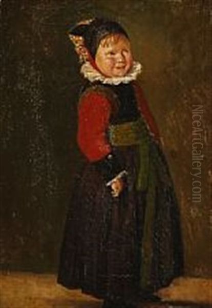 A Litle Boy From Amager Oil Painting by Isidor Kalckar