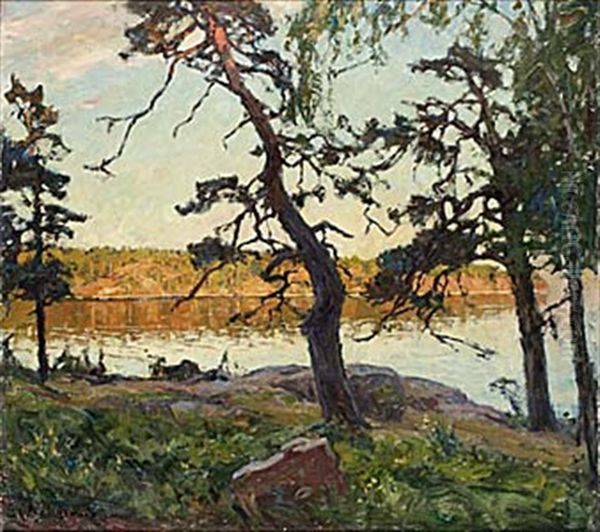 Skargardslandskap Oil Painting by Gottfried Kallstenius
