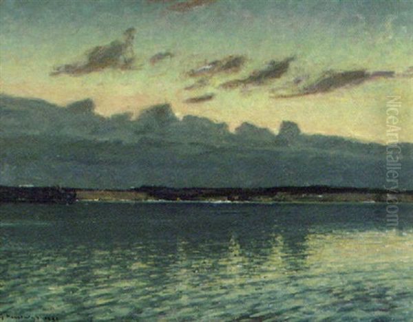 Bla Stamning Over Havsvik Oil Painting by Gottfried Kallstenius