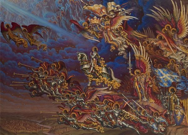 The Triumph Of Joan Of Arc Oil Painting by Nicolai Konstantinovich Kalmakov