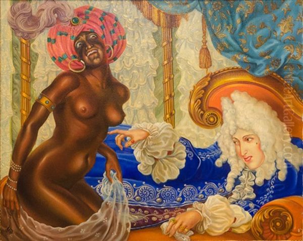 Nobleman And Slave Oil Painting by Nicolai Konstantinovich Kalmakov