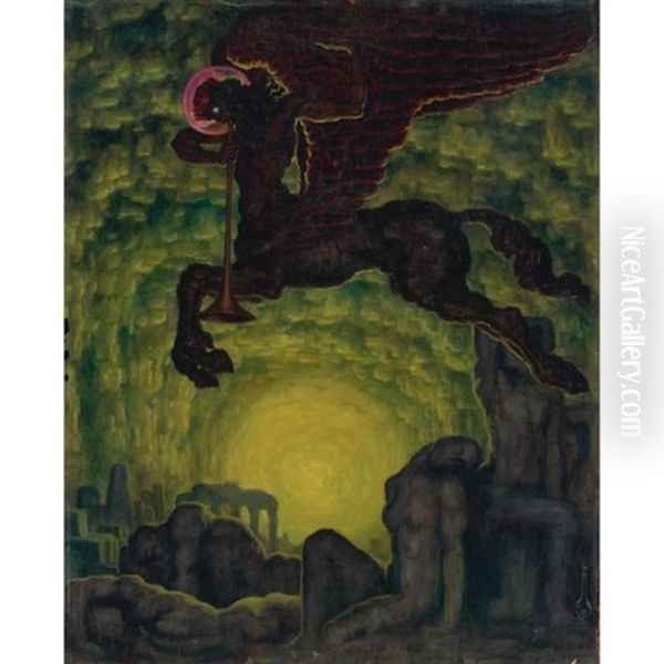 L'appel Mysterieux Oil Painting by Nicolai Konstantinovich Kalmakov