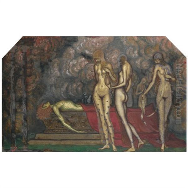 The Death Of Adonis Oil Painting by Nicolai Konstantinovich Kalmakov