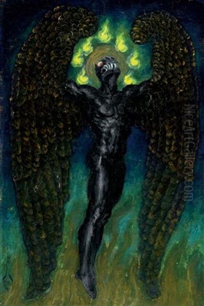 L'ange Rebelle Oil Painting by Nicolai Konstantinovich Kalmakov