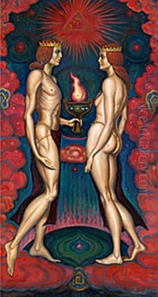 Offerscen Oil Painting by Nicolai Konstantinovich Kalmakov