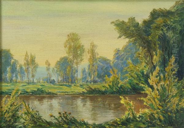A Forest Pool Oil Painting by Alois Kalvoda