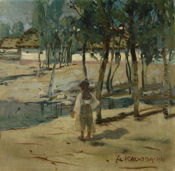 Im Dorf Oil Painting by Alois Kalvoda