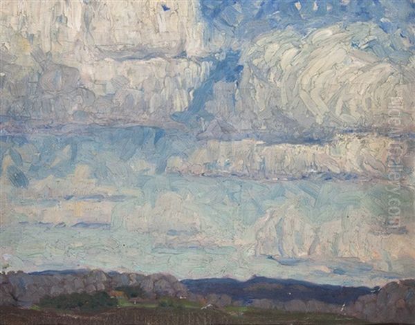 Nordliche Landschaft Mit Wolkenhimmel Oil Painting by Egon von Kameke