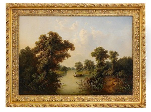 Fishing Oil Painting by Lev L'vovich Kamenev