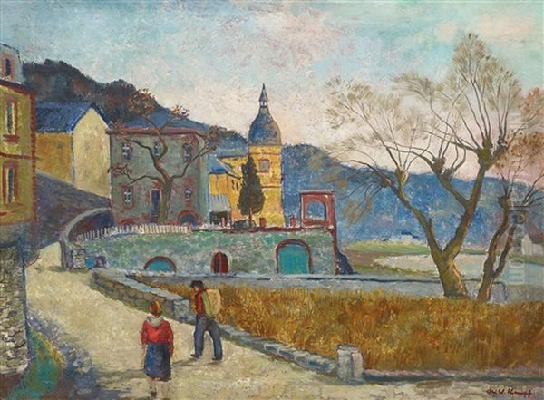 Stadtchen Am Fluss Oil Painting by Ari Walter Kampf