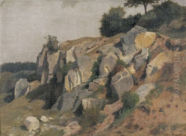 Felsiger Abhang Oil Painting by Edmund Friedrich Kanoldt