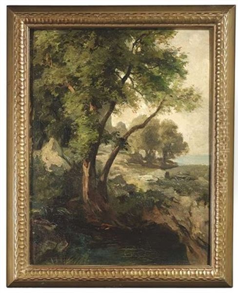 Felslandschaft Mit Baumen An Einer Kuste Oil Painting by Edmund Kanoldt