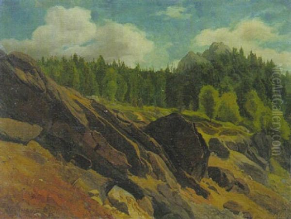 Bodenmais - Auf Dem Silberberg Oil Painting by Edmund Friedrich Kanoldt