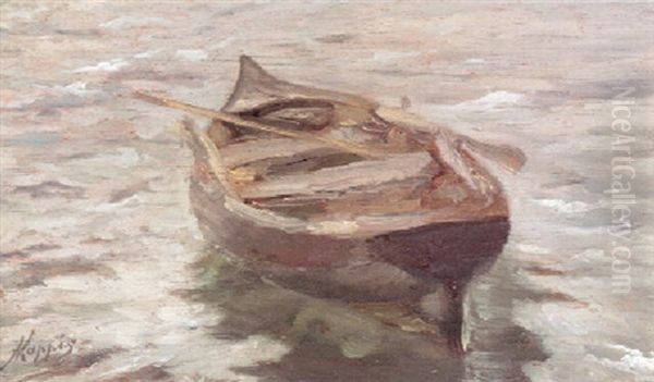 Verlassenes Ruderboot Oil Painting by Albert Kappis
