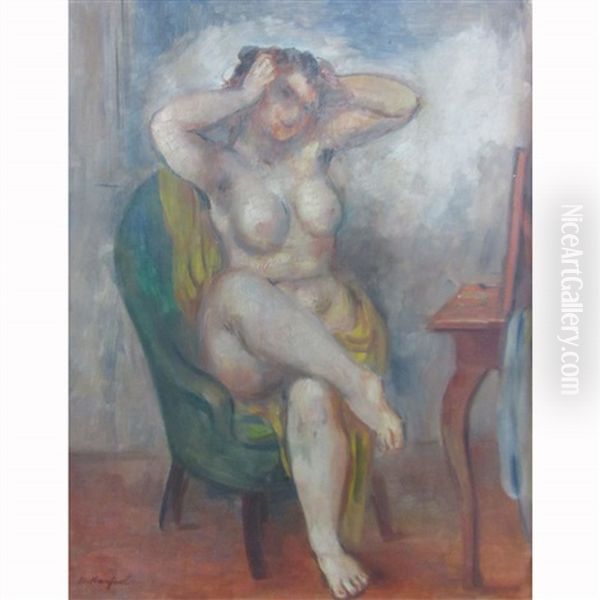 Nude Before Dressing Table Oil Painting by Bernard Karfiol