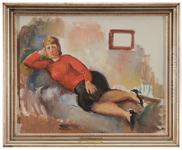 Portrait Of Dorothy Varian Reclining Oil Painting by Bernard Karfiol