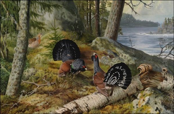 Metsojen Soidintaa Oil Painting by Matti Karppanen