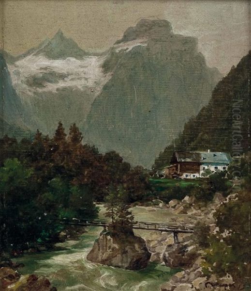 Gebirgsfluss Oil Painting by Paul Kaspar