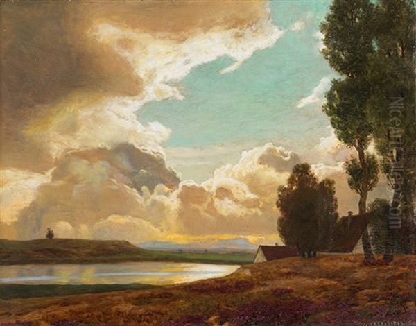 Evening Wit Sunset Oil Painting by Eduard Kasparides