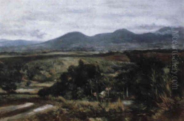 A View Of The Estate P.j.j.a. Geesink, Merapi, Java Oil Painting by Mari ten Kate