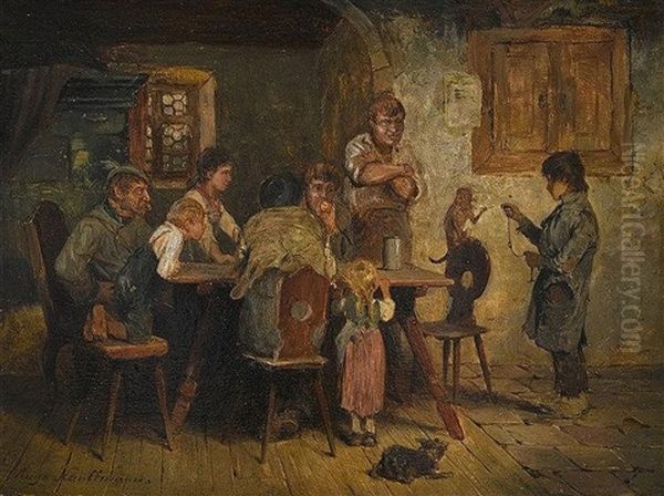 Affe Im Wirtshaus Oil Painting by Hugo Kauffmann
