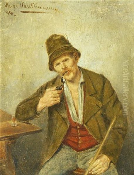 Bauerportrat Mit Pfeife Oil Painting by Hugo Wilhelm Kauffmann