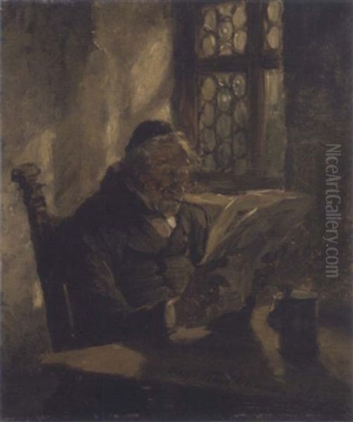 Zeitungsleser Oil Painting by Hugo Kauffmann