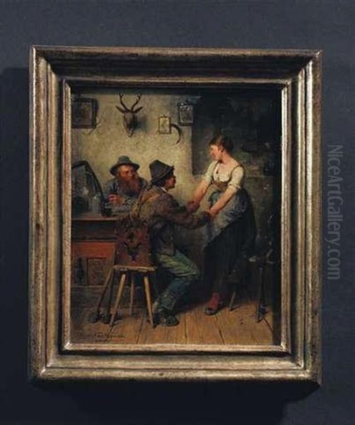 Rast In Der Dorfschenke Oil Painting by Hugo Wilhelm Kauffmann