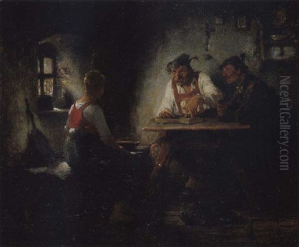 Bei Der Sennerin Oil Painting by Hugo Wilhelm Kauffmann