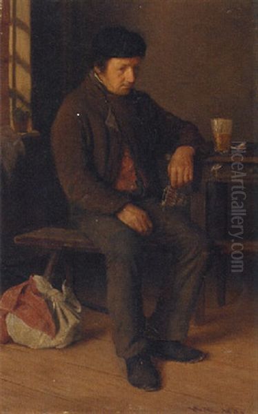 A Man Seated In A Tavern Oil Painting by Hugo Wilhelm Kauffmann