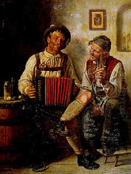 The Village Musician Oil Painting by Hugo Wilhelm Kauffmann