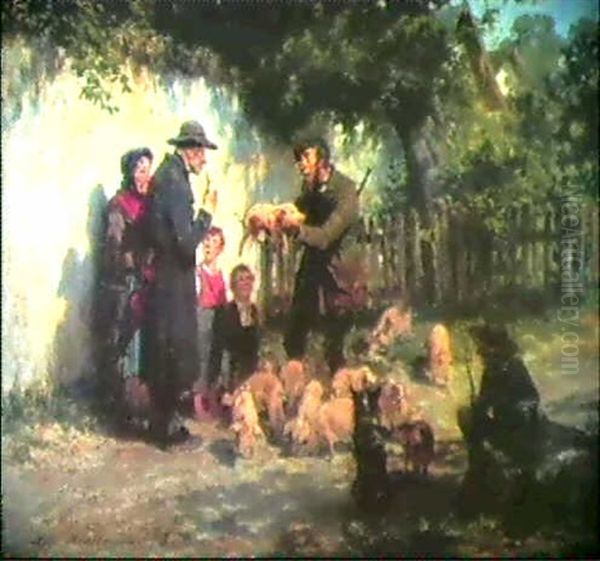 Ferkelhandel Auf Dem Lande Oil Painting by Hugo Wilhelm Kauffmann