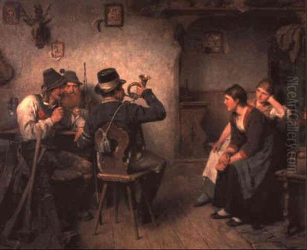 Der Postillion Im Wirtshaus Oil Painting by Hugo Wilhelm Kauffmann