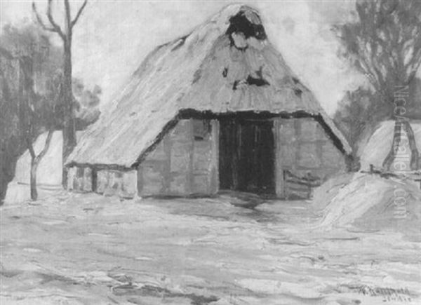 Dotlinger Kate In Tauendem Schnee Oil Painting by August Kaufhold